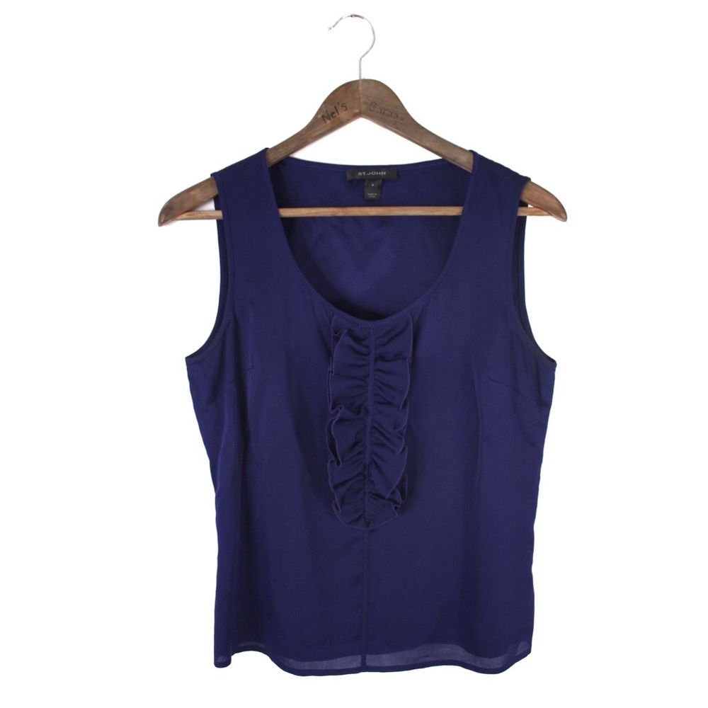 St. John Silk Purple Ruffled Sleeveless Undershirt Petite